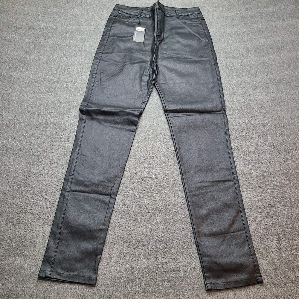 Apperloth Women's Black Faux Leather Pants Size XXL High Waisted‎ Slim Fit